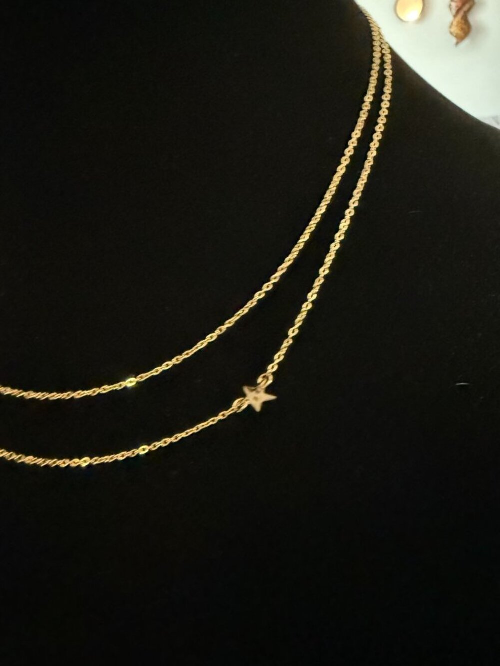 Jennifer Zeuner Gold Plated Double Chain Star Necklace Gold Plated Dainty - Picture 6 of 10